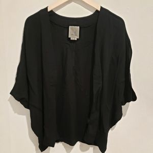 Anthropologie Elevenses Black Open Front Shrug Size M/L